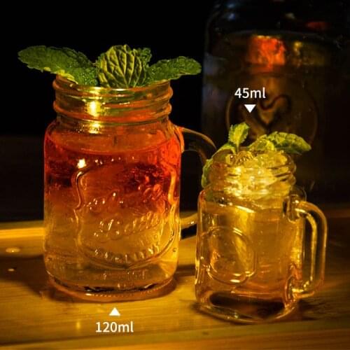 5Pcs 45ml Mini Mason Jar Mug Glass Shot Glass Whiskey Vodka Cocktail Drinking Crystal Glass Cup Home Bar Night Club Supplies Gif