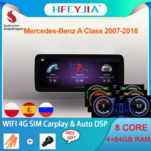 8 Core Android 10 System Car Auto GPS Navi For Mercedes Benz A GLA CLA W176 C117 X156 W463 WIFI 4G 4+64GB Carplay 1920*720