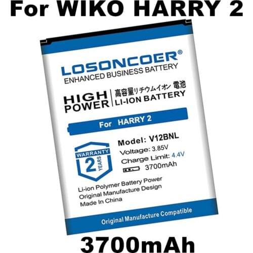 LOSONCOER 3700mAh V12BNL Latest Production Battery For Wiko Harry 2 Harry2 Phone Batteries+Quick Arrive