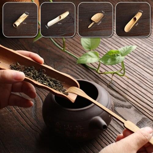 High Quality Tea Accessories Chinese Kongfu Wooden Bamboo Retro Style Natural Tea Scoop Delicate Spoon Portable Bamboo Teaspoon