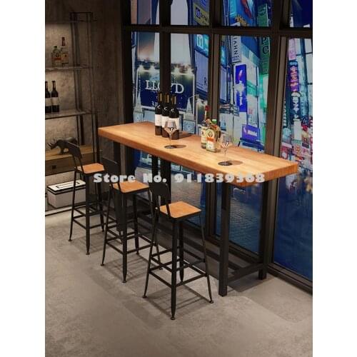 American Solid Wood Bar Table Wall Bar Household Long Table Bar High Foot Table Coffee Shop Bar Table 1202