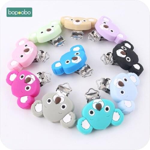 Bopoobo 5PC Cute Koala Silicone Pacifier Clip Food Grade Materials High Quality Baby Shower Gift Nursing Accessorie Binky Holder