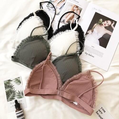 French Cotton Bralette Women Sexy Bra Tube Top Bra Fashion Small Bra Female Push Up Brassiere Sexy Lace Underwear Soft Lingerie