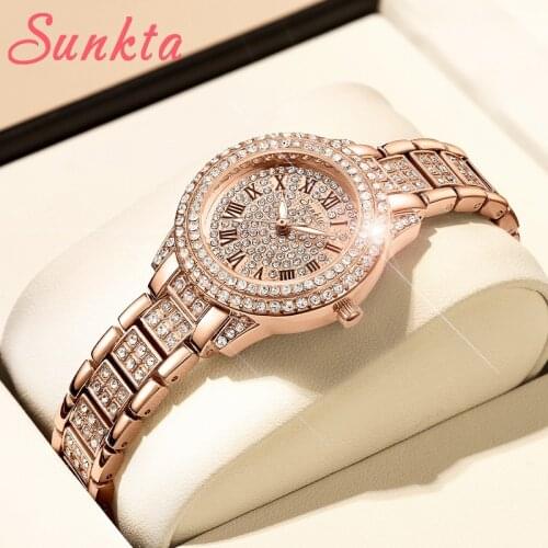LIGE Women Watches Ladies Clock Bling Diamonds Crystal Watch Fashion Luxury Stainless Steel Quartz WristWatches Relogio Feminino