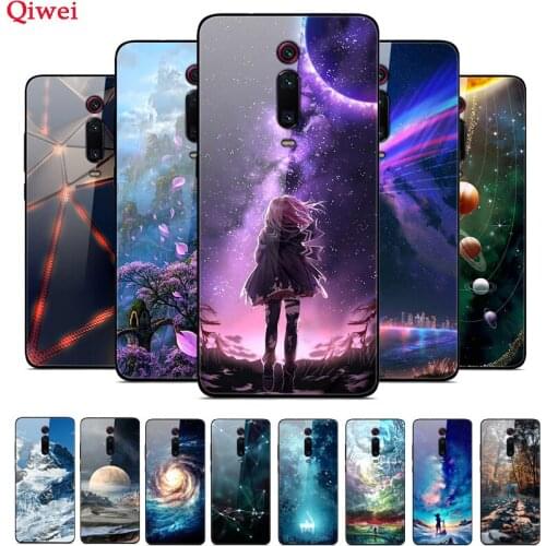 For Xiaomi Redmi K20 Pro Case For Xiaomi Mi9T Hard Tempered Glass Painted Back Bumper For Xiaomi Redmi K20 Case Cover Funda Capa