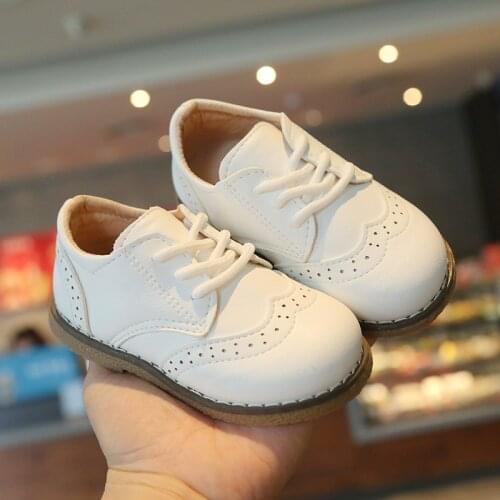 Kids Boys Shoes 2021 New Girls Casual Leather Shoes Fashion Non-slip Black Princess Shoes Student E578