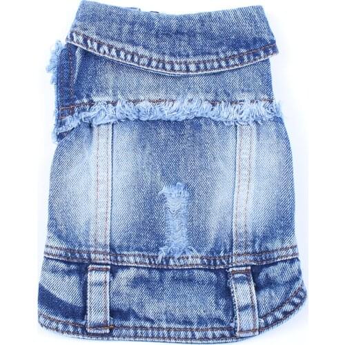 Dog Jeans Jacket New Cute Face Blue Denim Coat Vest Pet Puppy Clothes Apparel 6 sizes