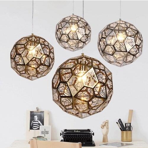 Etch Web Pendant Light Post-Modern Hollow Stainless steel Pendant Light E27 geometric pendant lamp Cafe Bar Loft home pendantlam