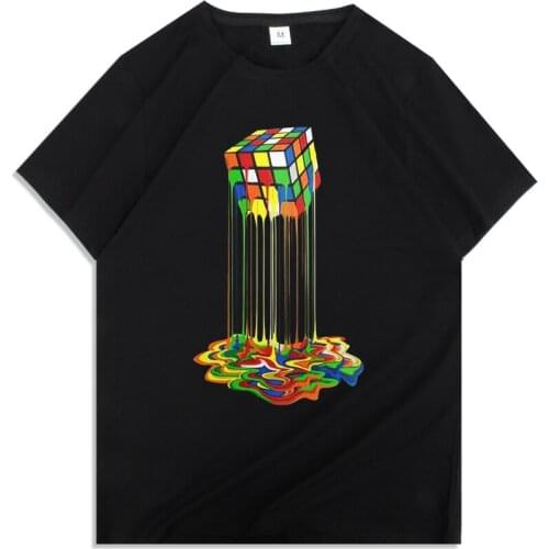 Mens Casual High Quality100%Cotton Short Sleeve T-Shirt printing Magic square o-neck t-shirt casual hip hop t-shirt for men