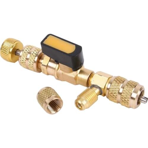 Valve Core Remover/Installer with Dual Size SAE 1/4 & 5/16 Port for R22 R410A Valve Core Removal Installer Tool (No Gas Loss)