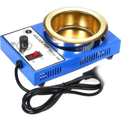 220V 300W Solder Pot Tin Melting Furnace Thermoregulation Soldering Desoldering Bath 100/80/50/38mm 200~450 Centigrade + Plug