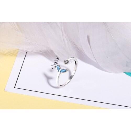 New Design Blue Mermaid Tail Rings Knuckle Wonderful Gift For Girls Kids Ladys Gift Finger Lovely Whale Ring