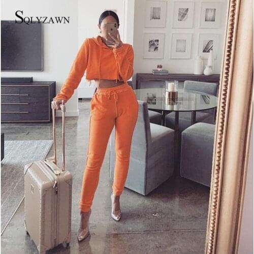 2 Piece Set Women Sweatshirt Set Winter Sportwear Solid Pocket Tracksuit Set Casual Female Suit Sweatshirts Deportiva Mujer 2020