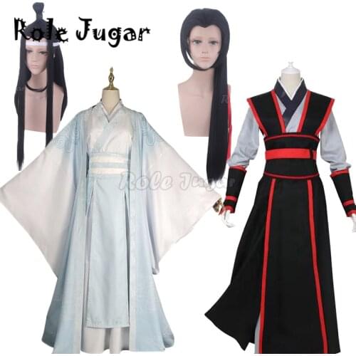 Dao Mo To Shi Wei Wuxian Wig Lan Wangji Cosplay Costume Full Set With Wig Anime Mo Dao To Shi Cosplay Chinese Hanfu Costumes