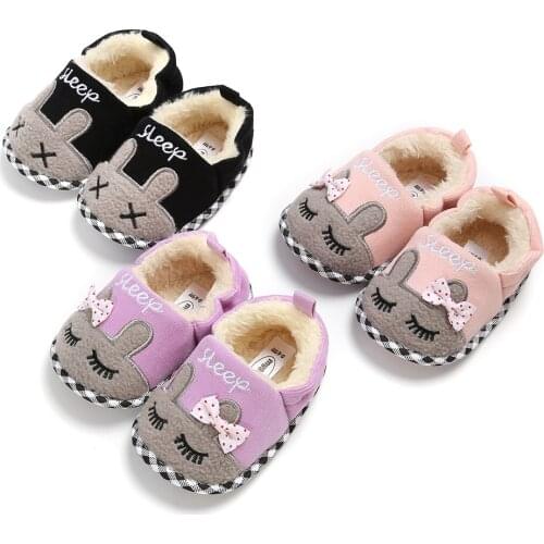 Newborn Baby Girls First Walker Winter Infant Girls Breathable Anti-Slip Casual Cartoon Sneakers Toddler Soft Soled Shoes