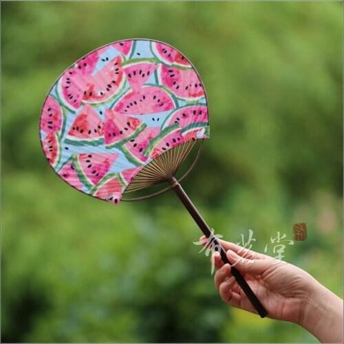 Japanese Style Flower Cloth Circular Fan Fabric Circular Fan Double-Sided Pattern