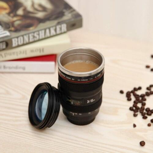 Camera Lens Coffee Mug Stainless Steel Travel Mugs Leak Proof Insulated Cup Works Great for Ice Drink Hot Beverage Novelty Gifts