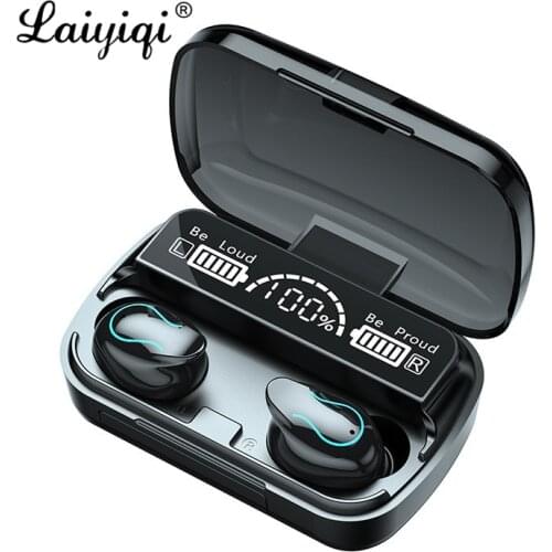 Laiyiqi TWS Bluetooth Earphone 3D Touch Wireless Headphone 9D HiFi Stereo Waterproof In-ear Headset 2000mah With Microphone mp3