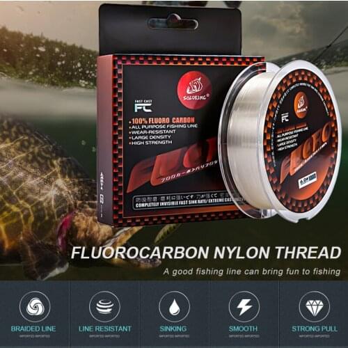 100% Fluorocarbon Fishing Line 120M 2-19KG Carbon Fiber Casting Leader Line Super Soft Clear Line Fishing Tackle Super Strong