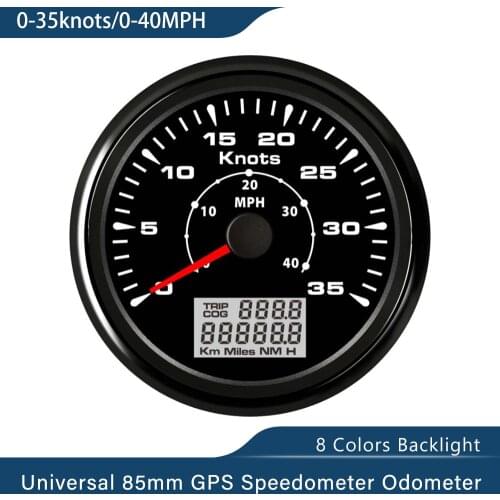 Boat Vessel Yacht GPS Speedometers 0-35knots Speed Odometers 0-40MPH LCD Display 3-3/8"