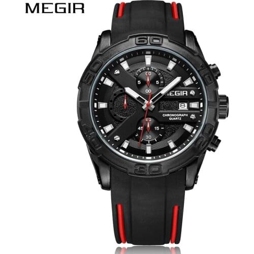 MEGIR Top Brand Mens Military Sports Watches Fashion Waterproof Analog Quartz Wrist Watch Silicone Clock Male Relogio Masculino