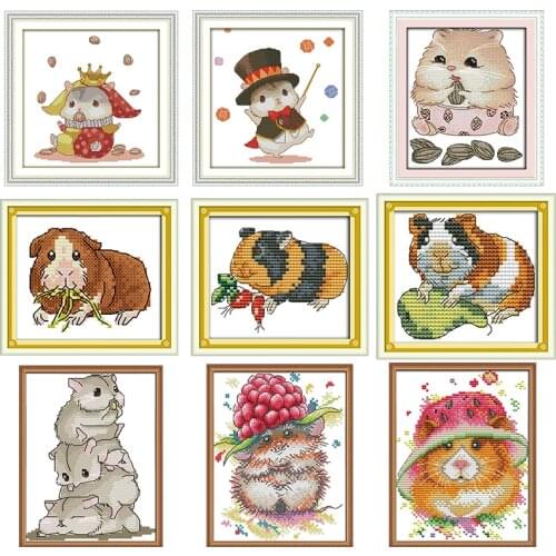 Hamster animal mouse cartoon pattern Cross stitch set DMC 14CT 11CT printed on canvas Cross stitch DIY embroidery set sewing kit