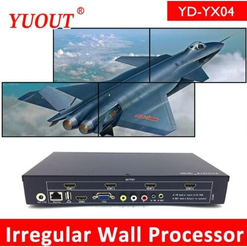 YUOUT YD-YX04 HDMI 2x2 Wall Controller video wall processor Creative image controller for 4 units irregular TV wall processor