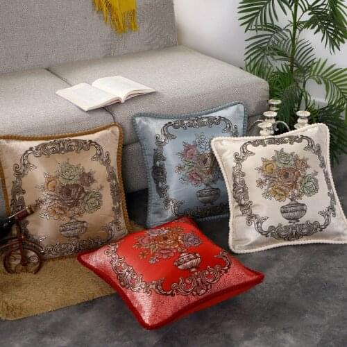 American Style Jacquard Pillow Cover Retro Classic Embroidery Flowers Throw Pillowcase Home Decor Sofa Chair Car Cushion Cover