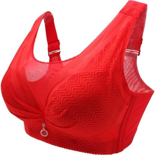 Girls in Large Underwear Large chest to prevent droop Thin Ring-free Belt Socket Sexy lace bra push up plus size bra