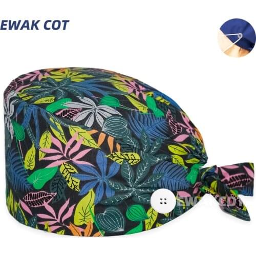 New Scrub Cap Floral Printed Nursing Caps Cartoon Anime Dentist Surgeon Lab Pet Clinic Novel Surgicals Hats with Sweat-absorbent