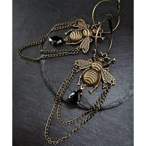 Bee Hoops Hoops Earrings |Unisex Jewelry,Punk Jewelry, Punk Hoop Earrings