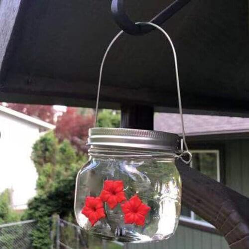 Plastics Bird Water Feeder Bottle Hanging Hummingbird Feeder Garden Outdoor Plastic Flower Iron Hook Pet Bird Supplies Outdoors