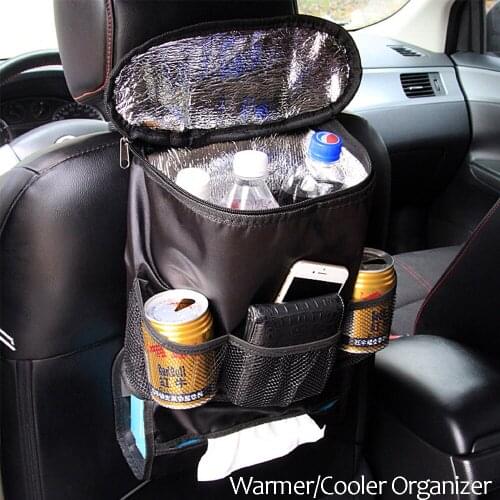 Car Seat Back Storage Hang Bag Warmer/Cooler Organizer Car-styling Multi-pocket Stowing Tidying with Tissue Box Drinks Holder