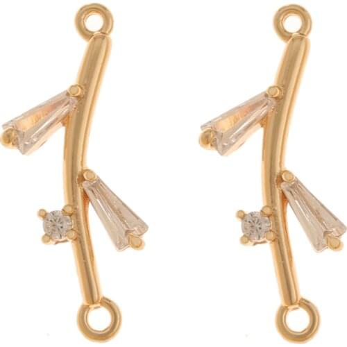 Cordial Design 30Pcs 8*18MM DIY Jewelry Accessories/Genuine Gold Plating/Branch Shape/CZ Connectors/Hand Made/Earring Findings