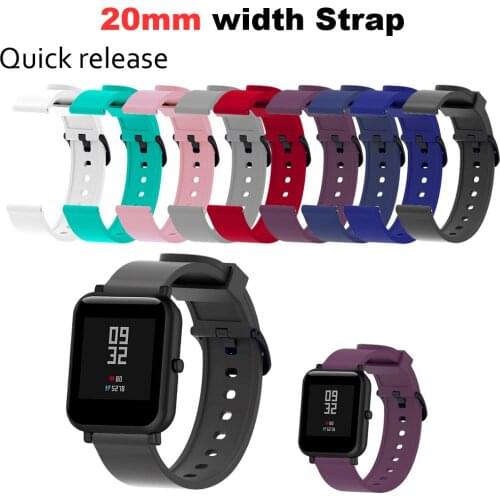 20mm Silicone Bracelet Band For Xiaomi Huami Amazfit Bip Watch Strap For Garmin Vivoactive 3 HR Correa For Samsung Gear S2 S4