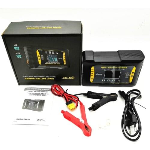 HTRC Car Battery Charger 12V/24V 10A 7-Stage Automatic Charging For Lithium LiFePO4 AGM GEL Lead-Acid Battery Repair Charger