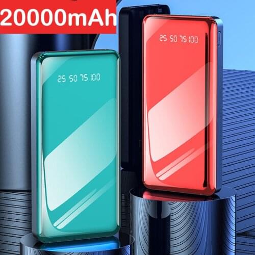 20000mAh Power Bank for Xiaomi iPhone Huawei Samsung Built in Cables Powerbank Portable Charger External Battery Pack Power Bank