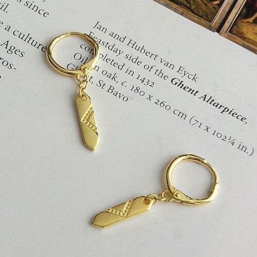 WTLTC Authentic 925 Sterling Sliver Hanging Hoop Earrings For Women Drop Charm Hoops Earrings Vintage Ear Piercing Earrings