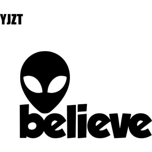 YJZT 13.3CM*8.8CM ALIENS BELIEVE UFO Car Sticker Vinyl Decal Black/Silver C3-0496