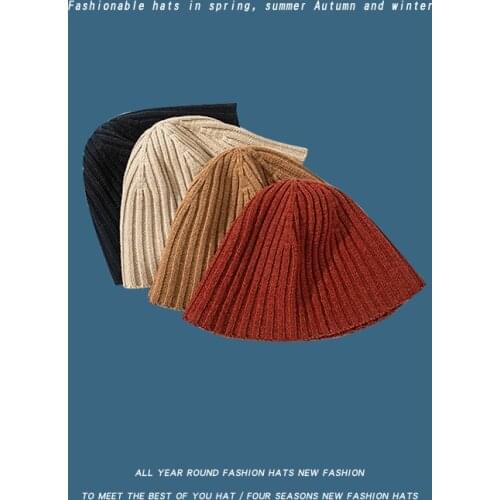 Women Girls Knitted Wool Spring Autumn Fishermans Hat Bucket Hats Caps Korean Style Elegatn Sun Caps For Lady Fishing Caps