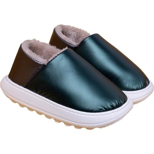 Slippers Women Winter 2020 New Trend Hit Color Couple Cotton Slippers Home Down Cloth Waterproof Warm Cotton Dhoes Men