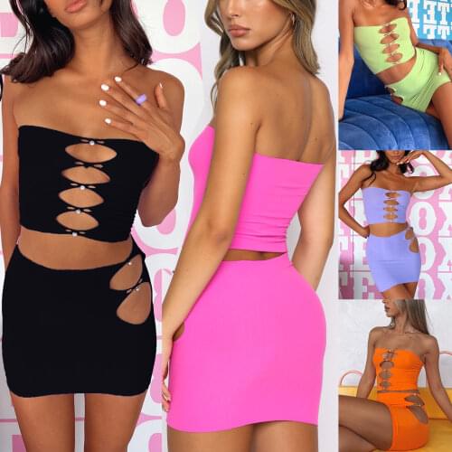 Hirigin Streetwear Fashion Pant Set Two-piece Women Hollow Out Crop Tops and Flared Pants Ladies New Tie Dye Slim Outfits 2021