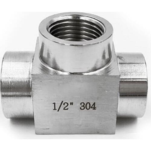 SUS304 Stainless Steel Pipe Fitting High Pressure Tee Joint Female Thread Thickened 3-way Fitting 1/8" 1/4" 3/8" 1/2" 3/4" 1"