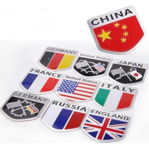 1 Pcs 3D Metal Germany Italy France United Kingdom Flag Car badge emblem Grille Emblem Badge Car Stickers For VW BMW Benz
