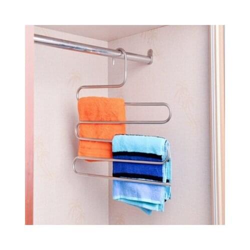 1pcs Stainless Steel Wardrobe Storage S Type Pants Trousers Hanger Multi Layers Clothing Towel Storage Rack Closet Space Saver