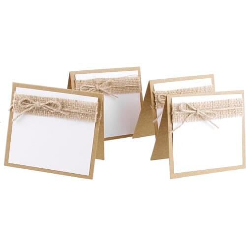 10pcs Guest Name Table Place Cards with Jute Rope Decoration for Shabby Chic Rustic Wedding Event Party