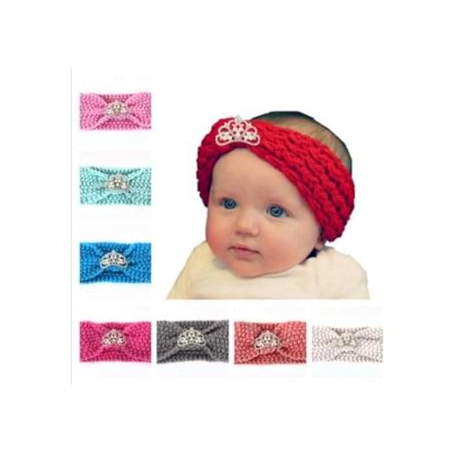 10pcs/lot 2016 New Bow Knot Headband for Winter Girl Crochet Head wrap Warmer Knitting Crown Hairband Hair Band