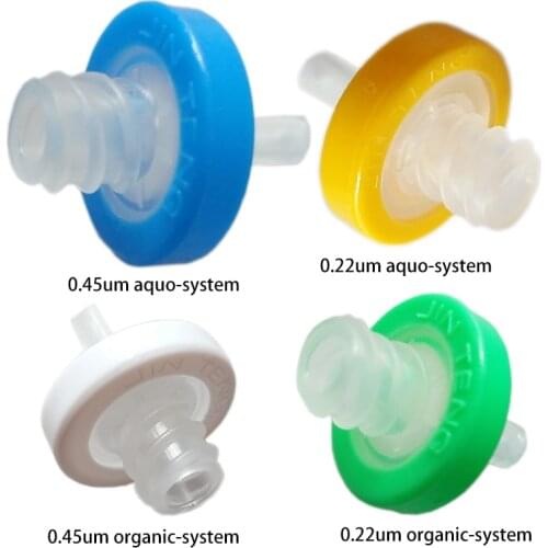 100pcs/lot Lab 13mm 25mm material Nylon / PES / PTFE Millipore Membrane Syringe filter with pore size 0.22um/0.45um/0.8um