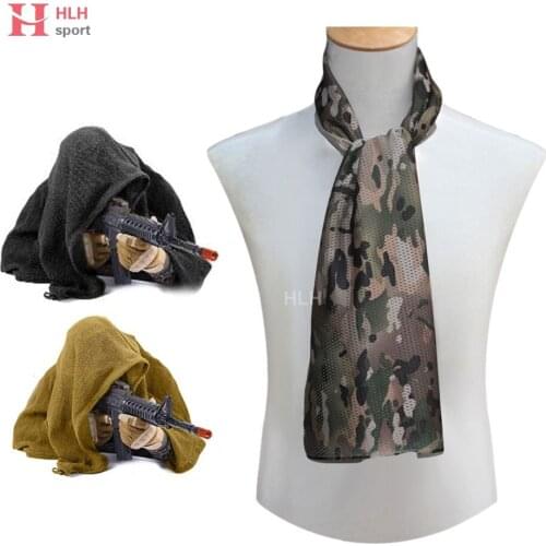 158*43 Breathable Military Camouflage Mesh Scarf Sniper Face Scarf Veil Tactical Camping Hunting Multi Purpose Hiking Scarves