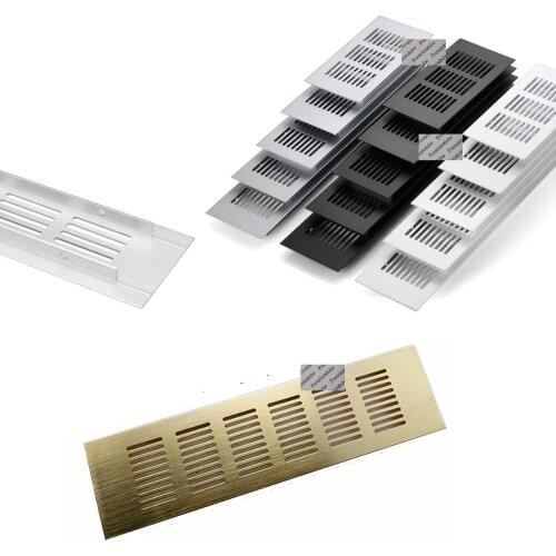 2Pcs 80mm Rectangle Aluminum Perforated Air Vent Ventilation Grille Cover Furniture Cabinet A/C Gold Black Ivory White Paint